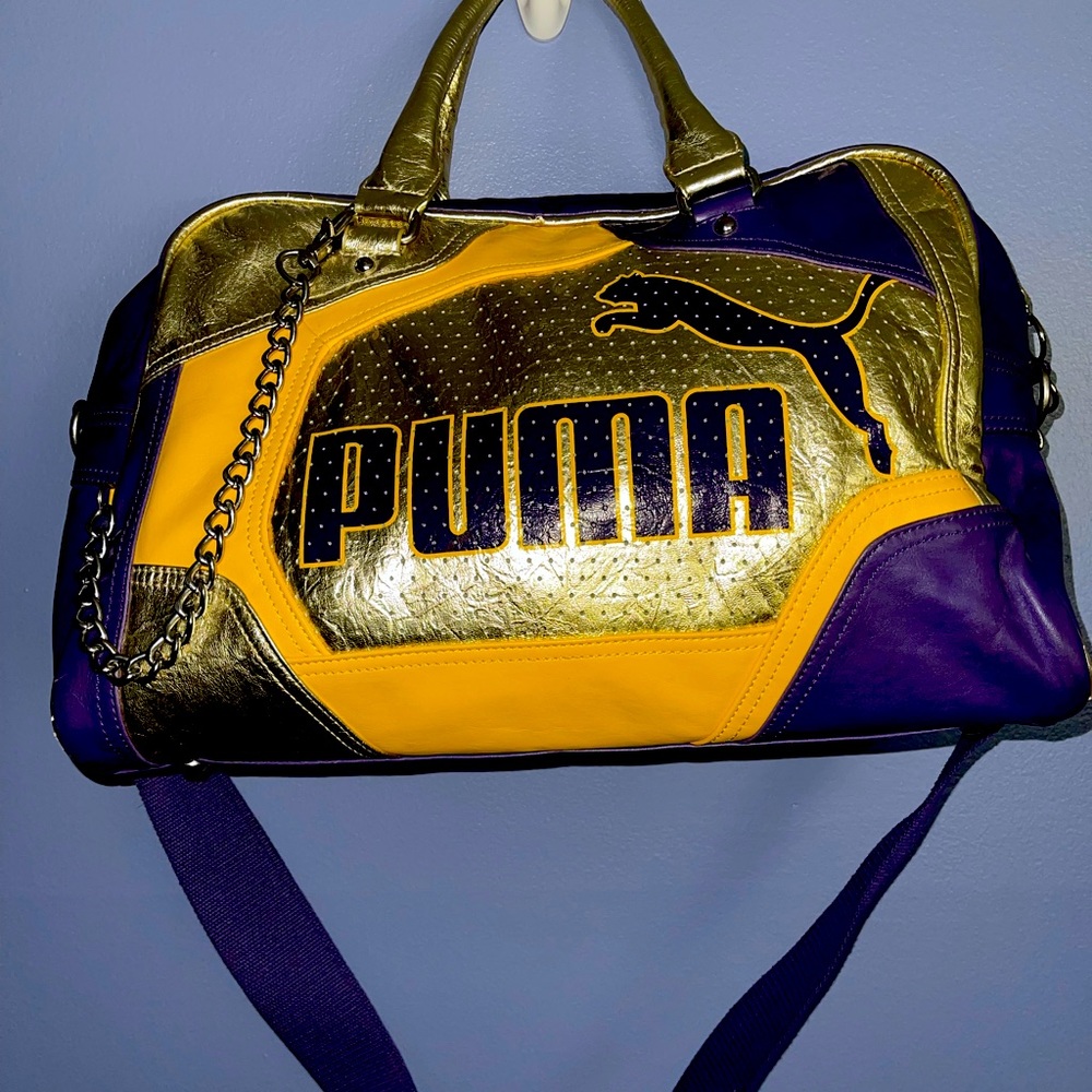 Vintage Puma Bag LAKERS colors  chain detail super clean like new